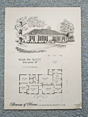 Beispiele für Neubauhäuser - Vintage North Carolina Architektur Druck - um 1970