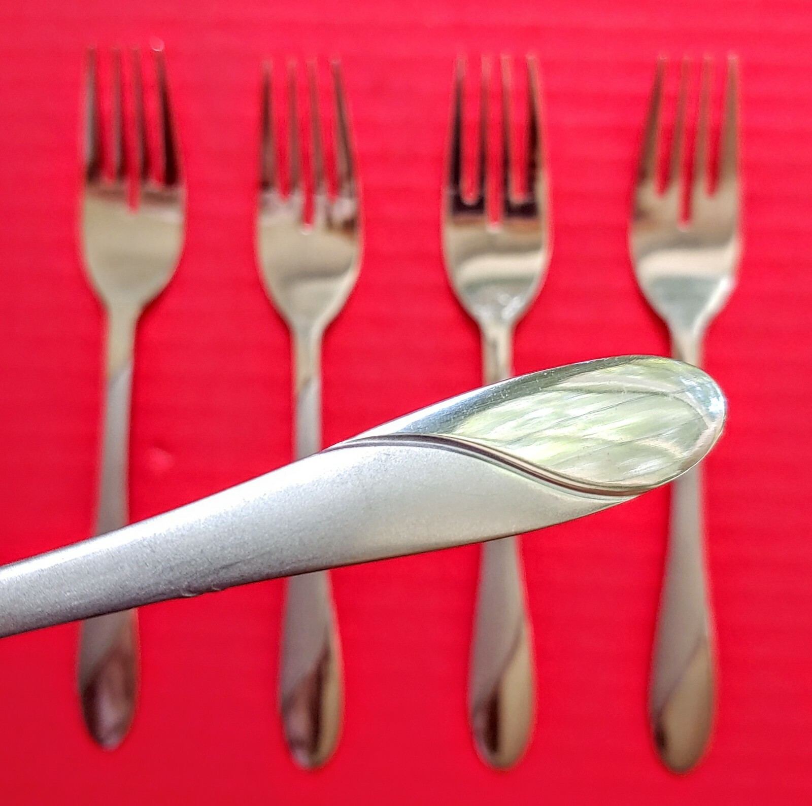 4 SWIRL SAND Cambridge SALAD FORKS 63/4" Stainless Steel Set of 4 eBay