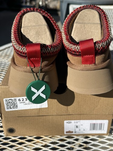 WOMEN'S UGG TASMAN SAND DARK CHERRY Trim Size 6 New In Box - Picture 6 of 7