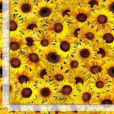 Floral Fabric Sunflower Sunset Packed Flowers Yellow Timeless Treasures YARD