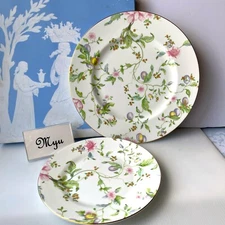 2 pcs Wedgwood Sweet Plum Dinner Plate & Salad Plate Set New in Box Born China