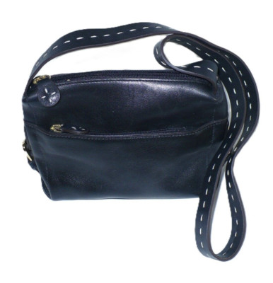 Adrienne Vittadini Small Shoulder Purse Square Buttery Black Leather VG Con