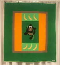 Monkey / Jungle Handmade Patchwork and Applique Baby Cot Quilt