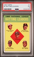 PSA 5 EX 1963 TOPPS BATTING LDRS #1 HANK AARON STAN MUSIAL FRANK ROBINSON B274