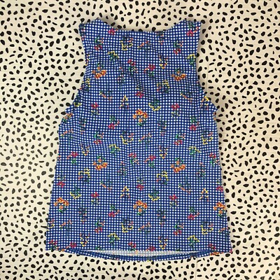 Lands End Blue Botanical Checkered High Neck Tankini Reg. 12 SWIM