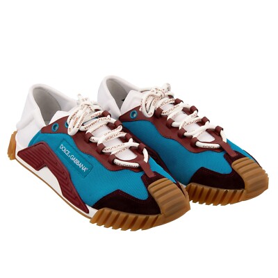 DOLCE & GABBANA DG Logo Low-Top Men Sneaker Schuhe NS1 Blau Weiß Beige 45 UK 11
