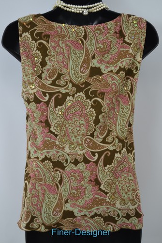 Jonathan Martin tank Blouse Top Sexy drape neck twisted jersey sequin top S NEW - Picture 4 of 6