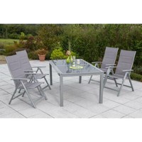Merxx GartenmöBel Taviano Set 5Tlg. 4 Klappsessel + 1 Ausziehtisch Silber