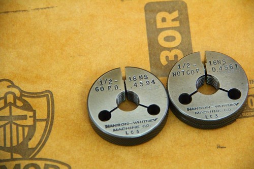 JUEGO MEDIDOR ANILLO ROSCA NS 1/2-16 GO PD .4594 NO GO PD .4561 HANSON WHITNEY - Imagen 2 de 4