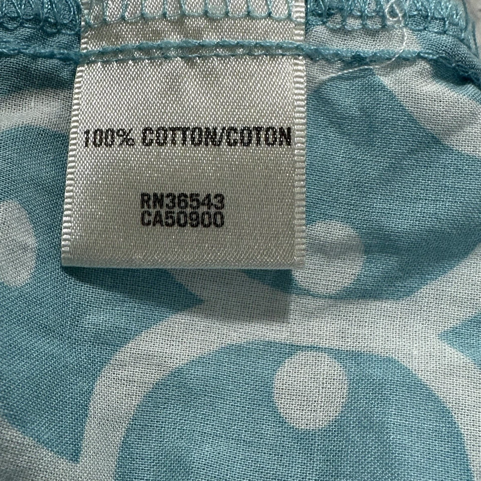 Camisa para mujer Van Heusen grande con botones azul claro + blanco estampado Top Foto 4 de 4
