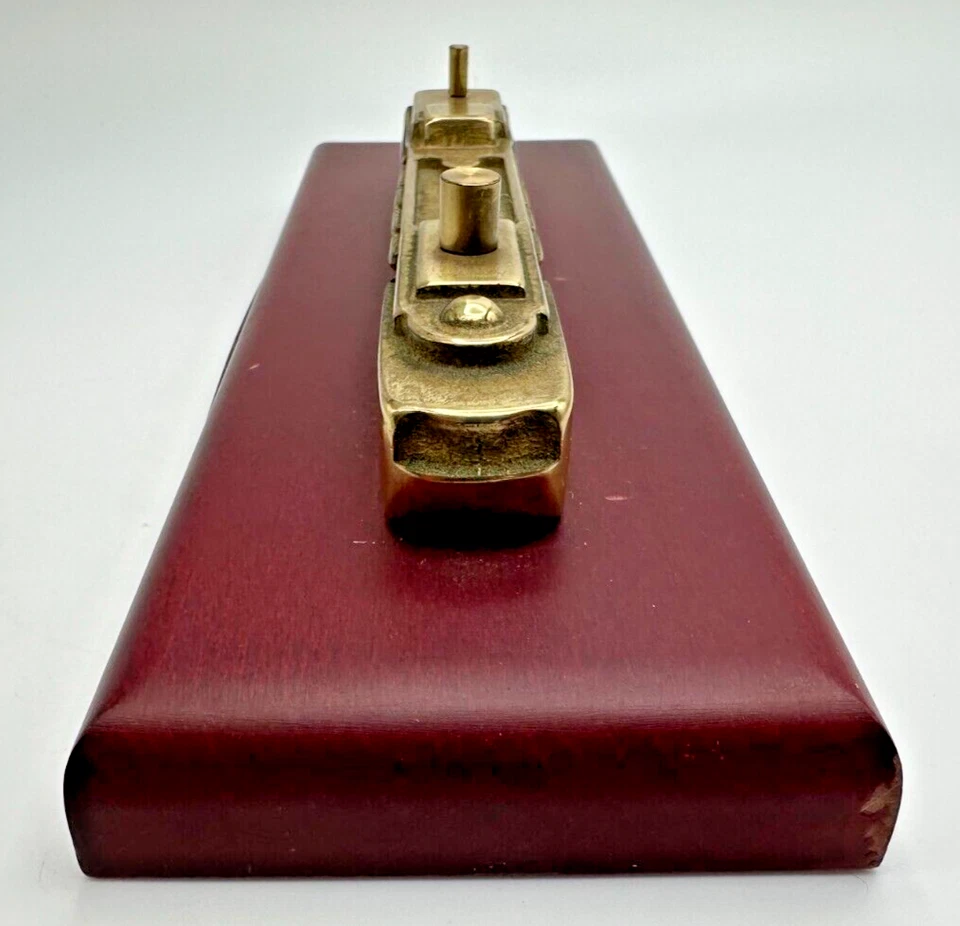VTG RARE BRASS & WOOD BASE DESK MODEL ITALIAN CRUISE SHIP BOAT COSTA ALLEGRA - Image 2 of 4