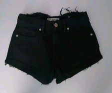 BULLHEAD WOMEN JR'S High Rise Basic Black Distressed Cut- Off Short Sz.0