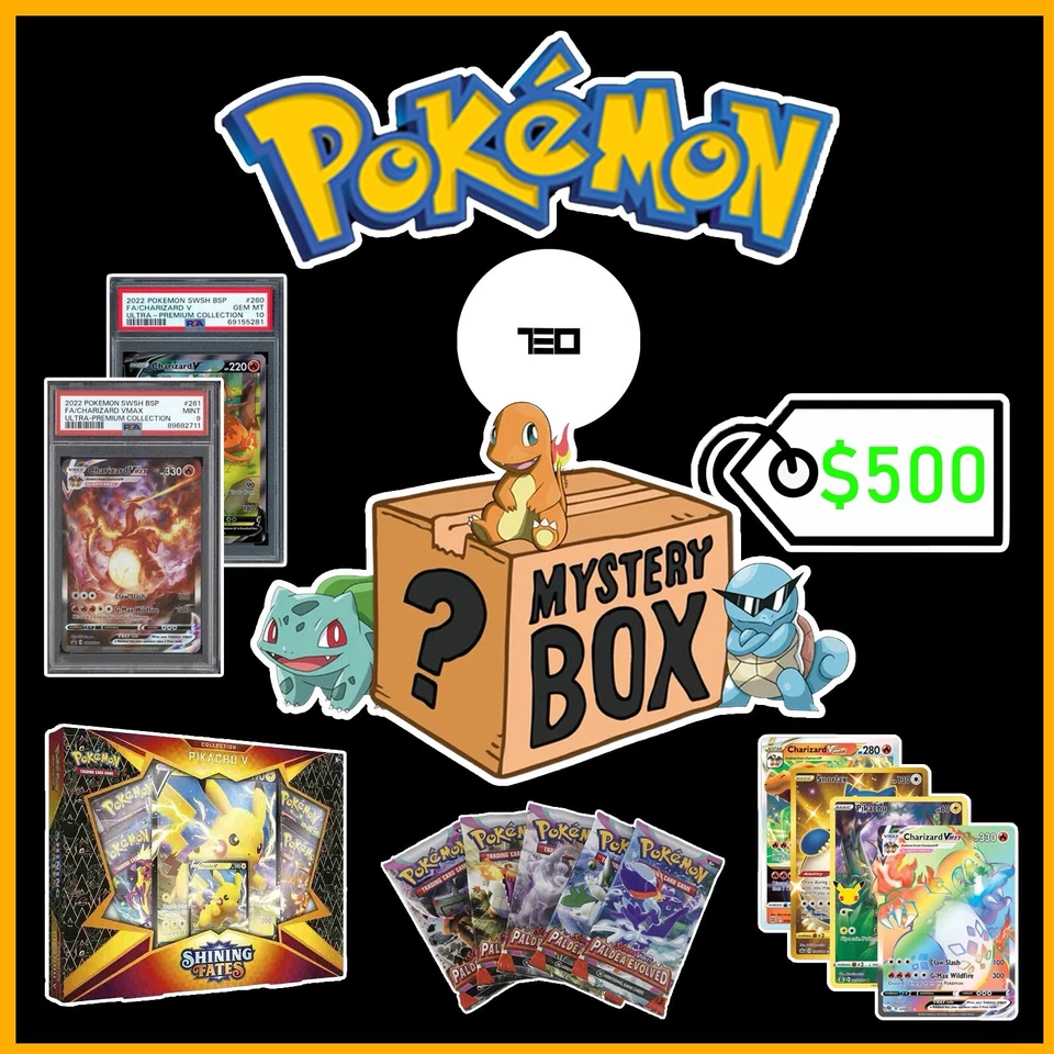 Pokemon $500 Mystery Box - Graded Cards, Booster Packs, Sealed Products 🌟🎁