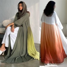 Muslim Women Open Kaftan Cardigan Kimono Long Dress Maxi Robe Formal Party Dubai