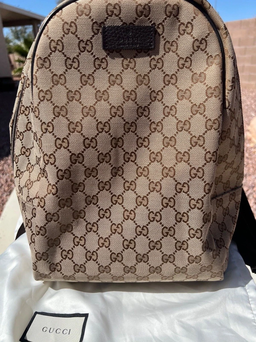 Gucci: Beige & Brown GG Supreme Backpack