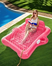 Inflatable Tanning Pool Lounger Float, 72" X 61"Pool Floats Adult with Automatic
