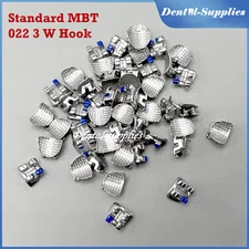 50pcs Dental Ortho Brackets Metal Braces Standard MBT Slot 022 3 w Hook Bulk
