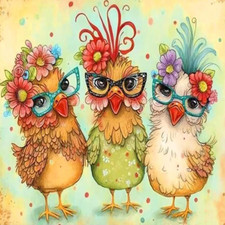 Hen Chicken Stamped Cross Stitch Kits for Begainner,Cross Stitch Patterns Needle
