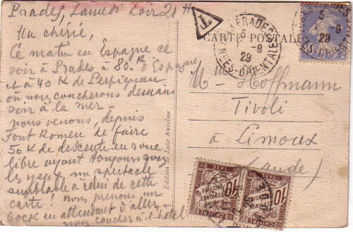 PYRENEES ORIENTALES - PRADES - SEMEUSE - TAXE 10c x 2 BANDEROLLE - LIMOUX - AUDE - Picture 1 of 2