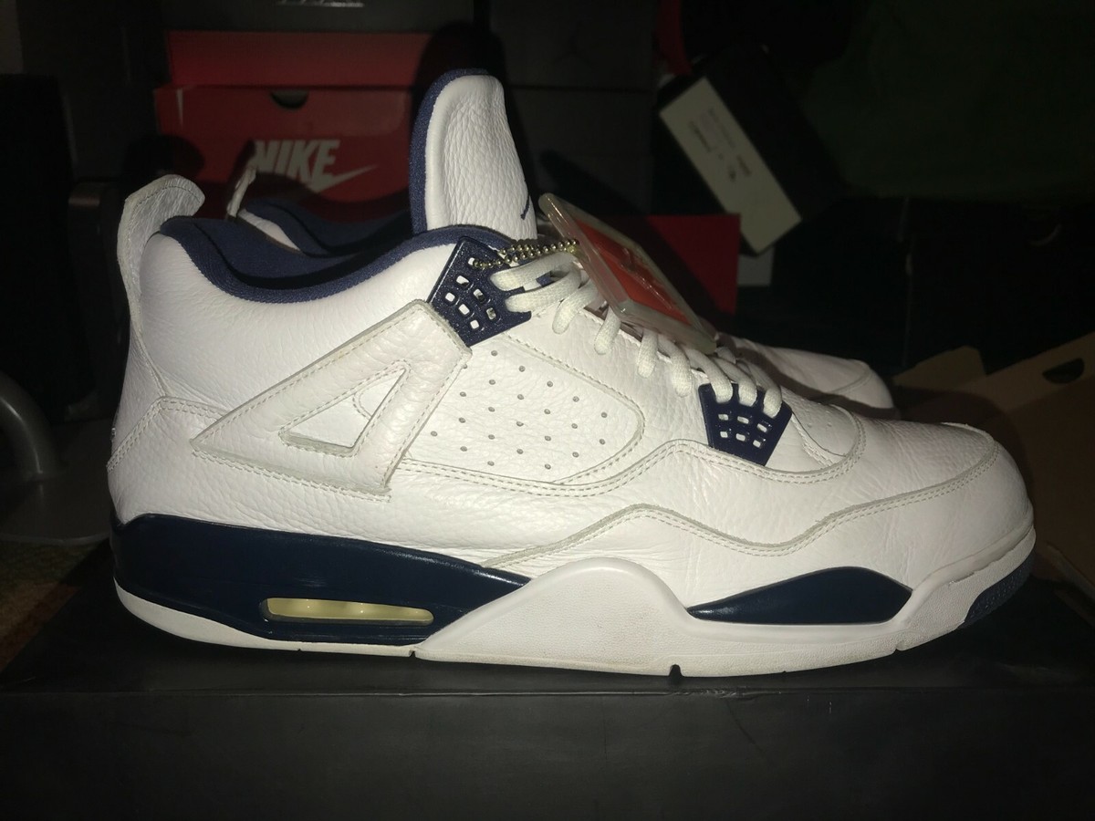 Size 17 Jordan 4 Retro Columbia White/Legend Blue-Midnight