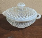 Vintage Anchor Hocking Moonstone Opalescent Hobnail Covered Candy Dish Lid
