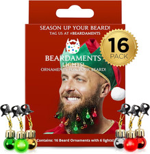 Beard Lights - Light-Up Beard Ornaments for Men - Colorful Christmas Beard Baubl