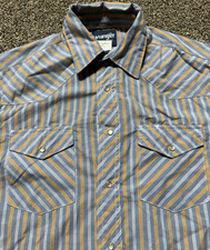 Wrangler Western Mens Button Down Shirt Long Sleeve FLAW Medium Striped SNAP