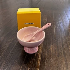 Le Creuset Stoneware Footed Ice Cream Bowl And Spoon Set Milky Pink