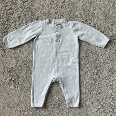Baby Gap Sweater Romper Jumpsuit Blue  Henley One-Piece Cozy Footless 6-12 month