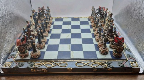 U.S. Civil War Chess Set Heavy Board Late 20th Century  Collectible Excellent