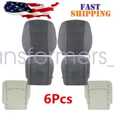 Driver Passenger Bottom Top Fabric Seat Cover Foam Gray For 2013-2018 Dodge Ram