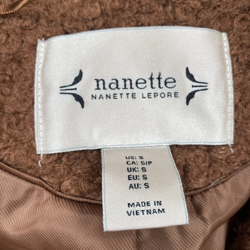 Nanette Lepore коричневый плюшевый пальто женский размер маленький одиночный кнопка карманы - Изображение 3 из 4