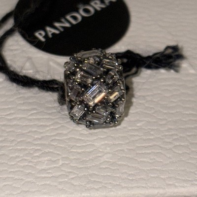 Authentic Pandora SS Chiselled Elegance Charm Clear CZ NWT Box #797746CZ