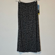 GreyKni Black Velvet Floral Maxi Skirt Whimsigoth Small NWT