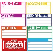 6 x 3 Inches Large Removable Moving Labels for Boxes, 180 Pack 8 Color Coded ...