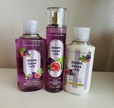 Bath Body Works Brown Sugar Fig 3 Pc Set- Body Lotion Shower Gel Mist - New