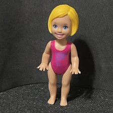 Barbie Club Chelsea Blonde Beach Doll w/ Dolphin Bathing Suit 2015 A7