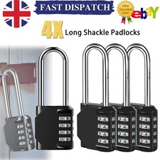 4Pack Long Shackle Combination Lock 4 Digit Outdoor Waterproof Padlock Travel UK