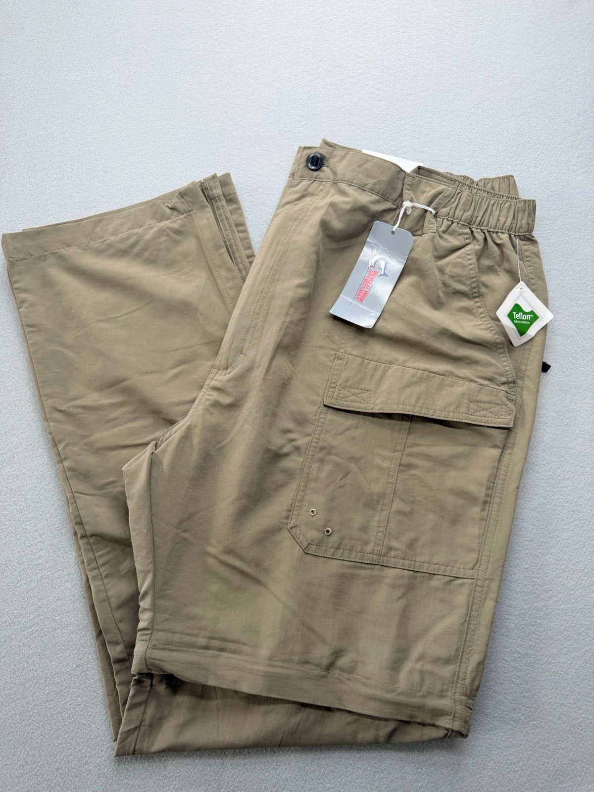 World Wide Sportsman Hybrid Cargo Pants Mens 2XL 34 Inseam Khaki Fishing NWT
