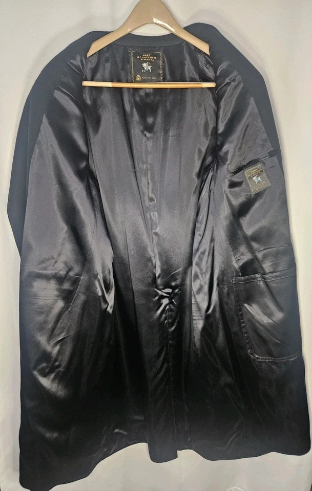 Vintage Hart Schaffner Marx Overcoat Coat Men's 46R Black Virgin Wool Union USA - Image 2 of 4