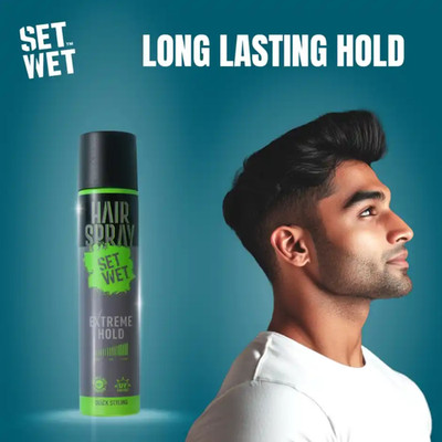 Set Wet Hair Spray Extreme Hold 200ml UV Protect Men Women Soy Rice Oat