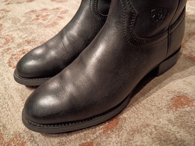 ARIAT Heritage Sierra Black Leather Round Toe Cowboy Boots #35501 Men\'s 10D ARIAT HERITAGE SIERRA BLACK LEATHER R TOE ROPER COWBOY BOOTS  main image 3