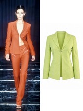 Vintage VERSACE JEANS COUTURE 1998 Medusa Hook Eye Metallic Jacquard Blazer 40