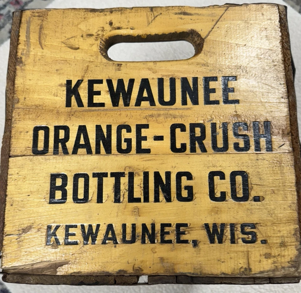 Caja de madera Kewaunee Bottling Co. vintage RARA doble cola naranja triturada 18" x 12" Foto 4 de 4