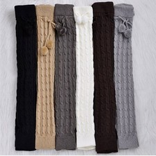 Women Crochet Knit Stocking Winter Knee Leg Warmers Long Socks Boot Cuff Toppers