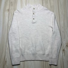 Vineyard Vines 100 Fine Merino Wool Knit Sweater 1/4 Button Mens Small Cream