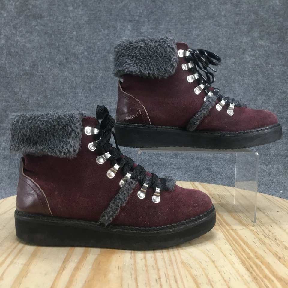 Botas muy volátiles para mujer 7,5 Tonkin excursionista cuero granate punta redonda tobillo Foto 2 de 4