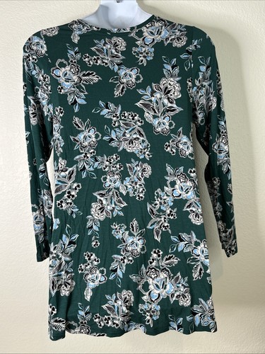 NWT Lane Bryant Women Plus Size 14/16 (0X) Green Floral V-neck Tunic Long Sleeve - Picture 4 of 8