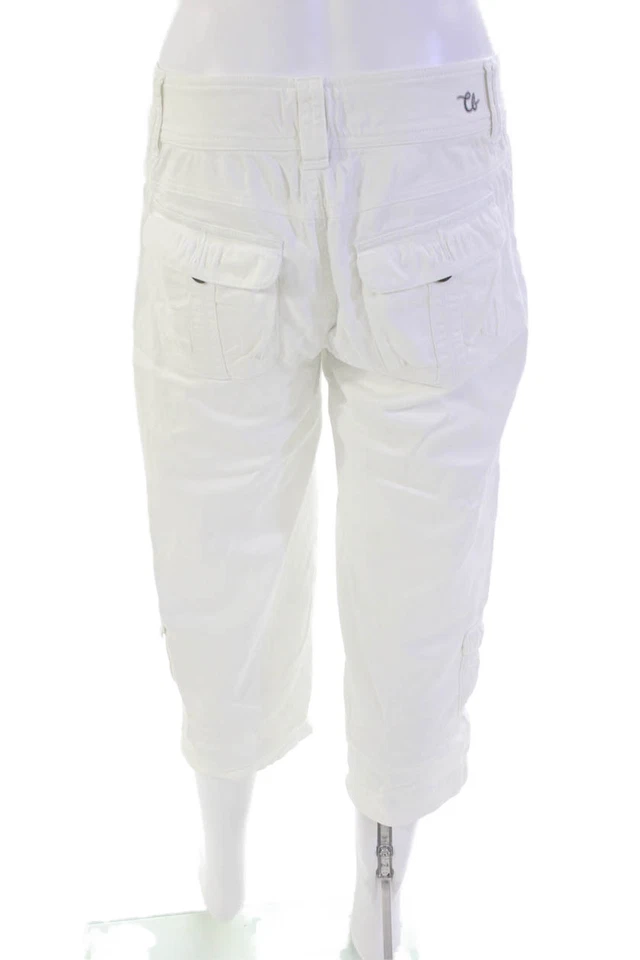 Pantalones cargo Christopher Blue de tiro medio de algodón para mujer blancos talla 4 Foto 3 de 4
