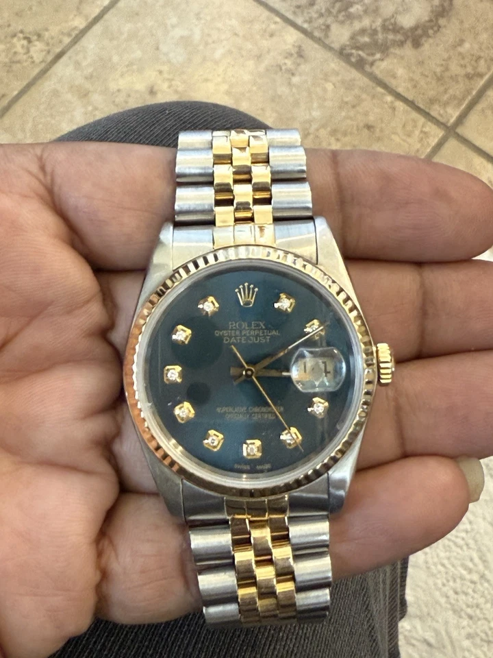 Rolex 36mm Datejust 18K Gold Steel Diamond Dial 2-Tone Watch - Image 2 of 4